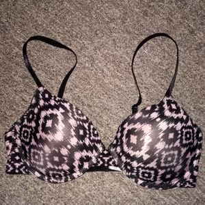 New pink and black push up bra geometric print size 34D